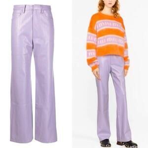 Rotate Birger Christiensen Faux Vegan Leather Pants Purple Size 6 New Y2K